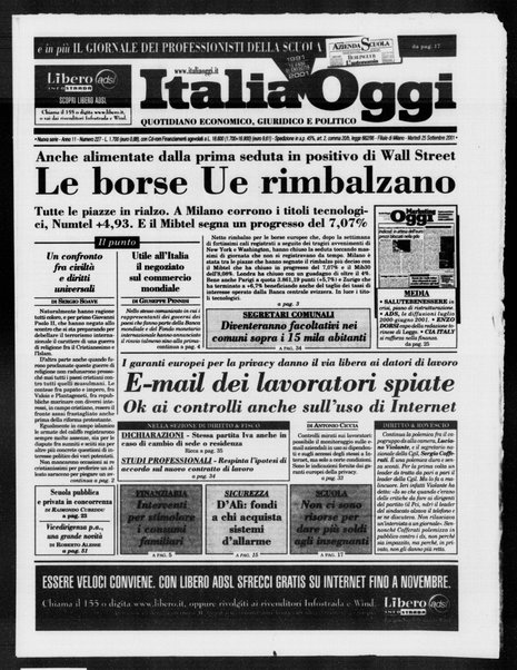 Italia oggi : quotidiano di economia finanza e politica